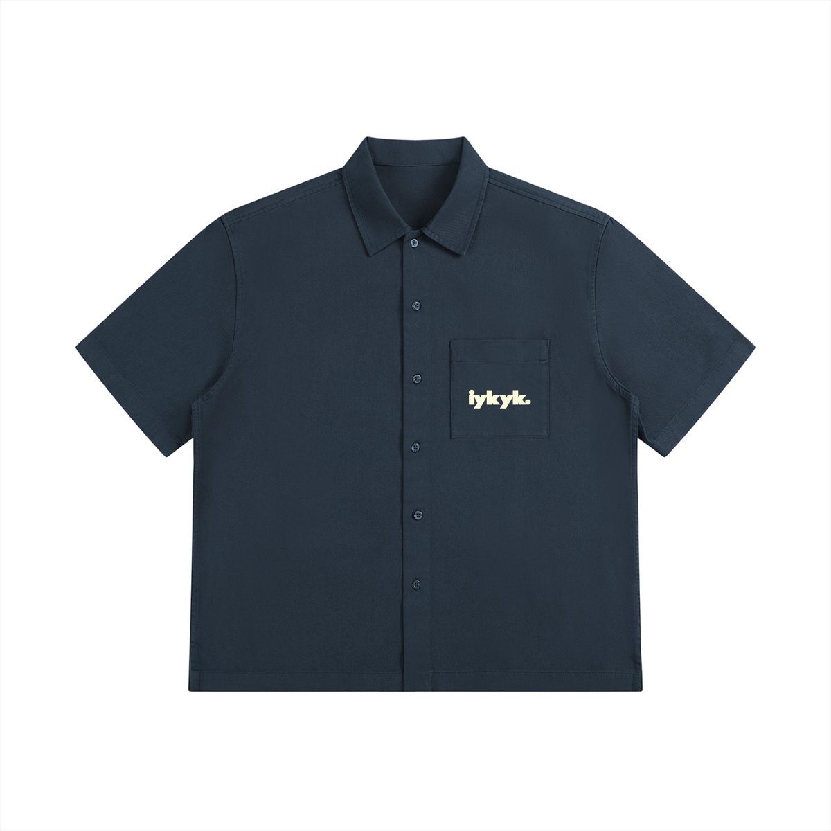 Script Unisex Boxy Patch Pocket Short Sleeve Shirt