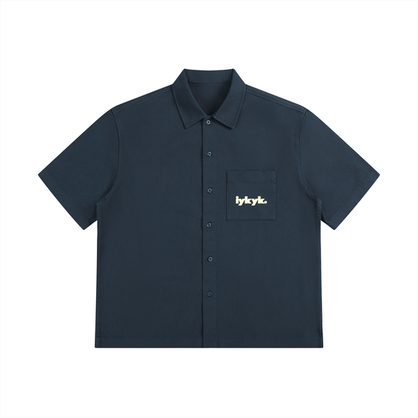 Script Unisex Boxy Patch Pocket Short Sleeve Shirt