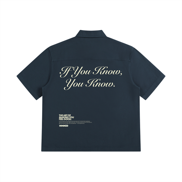 Script Unisex Boxy Patch Pocket Short Sleeve Shirt