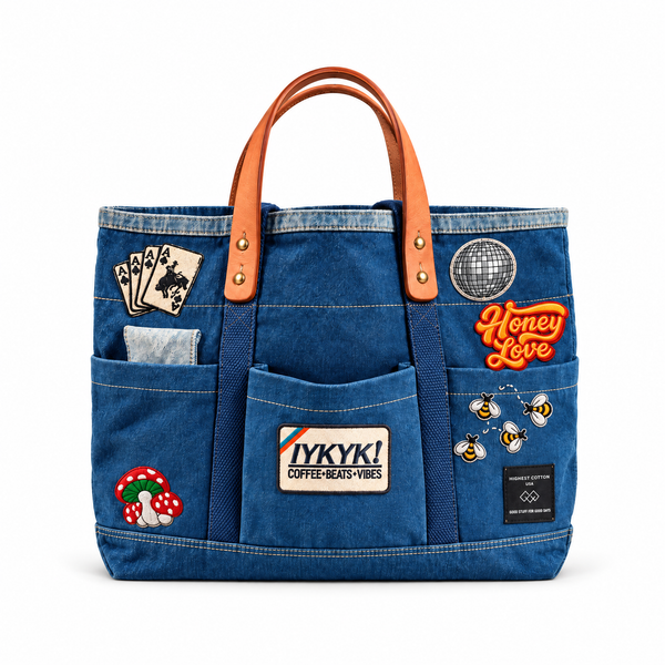 Patch Denim Shoulder Bag