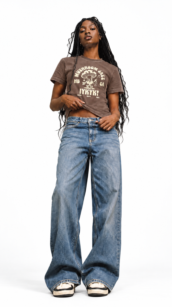 Mushroom Jazz Womens Vintage Wash Slim Fit T-shirt