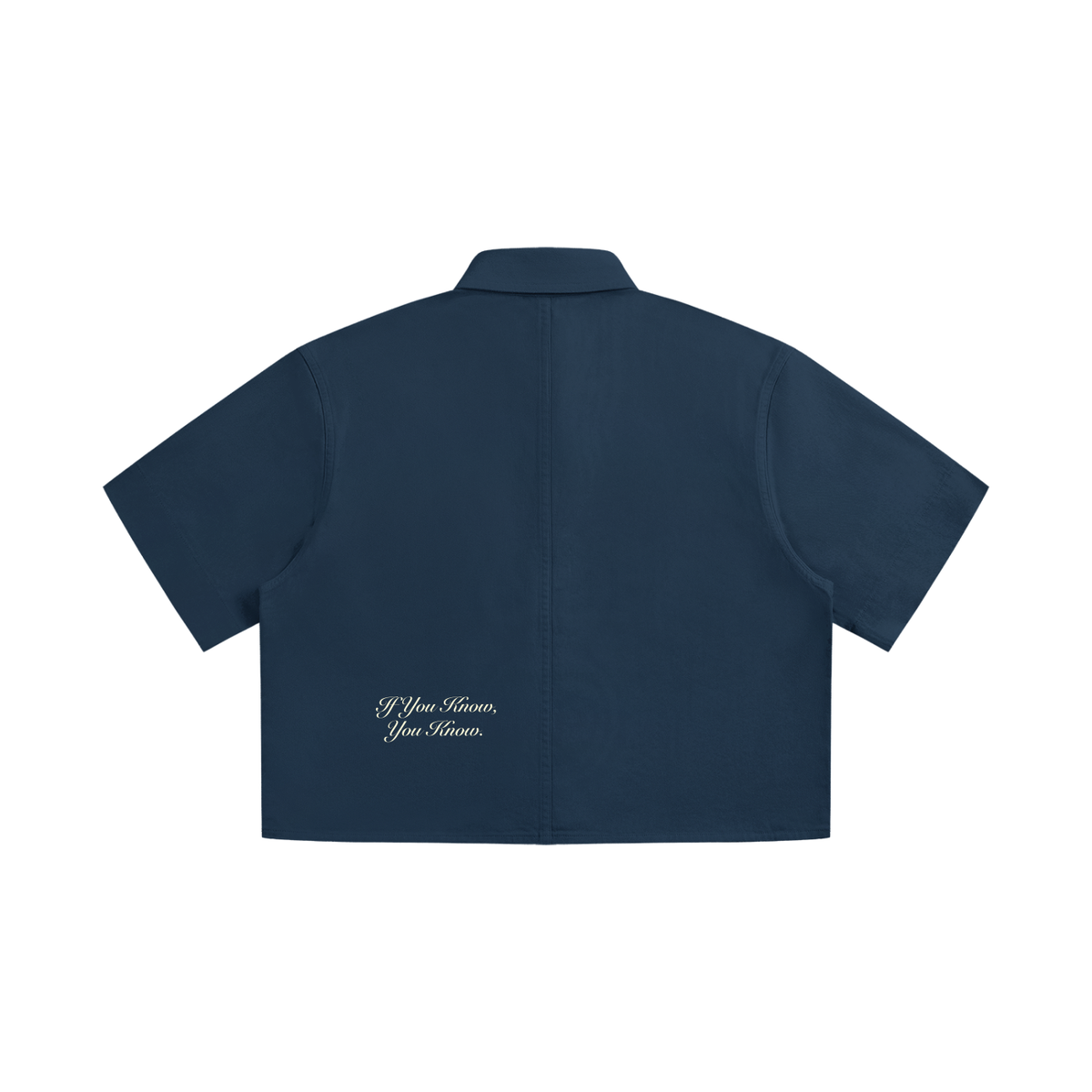 Boxy Script Crop Short Sleeve Work Shirt- womens