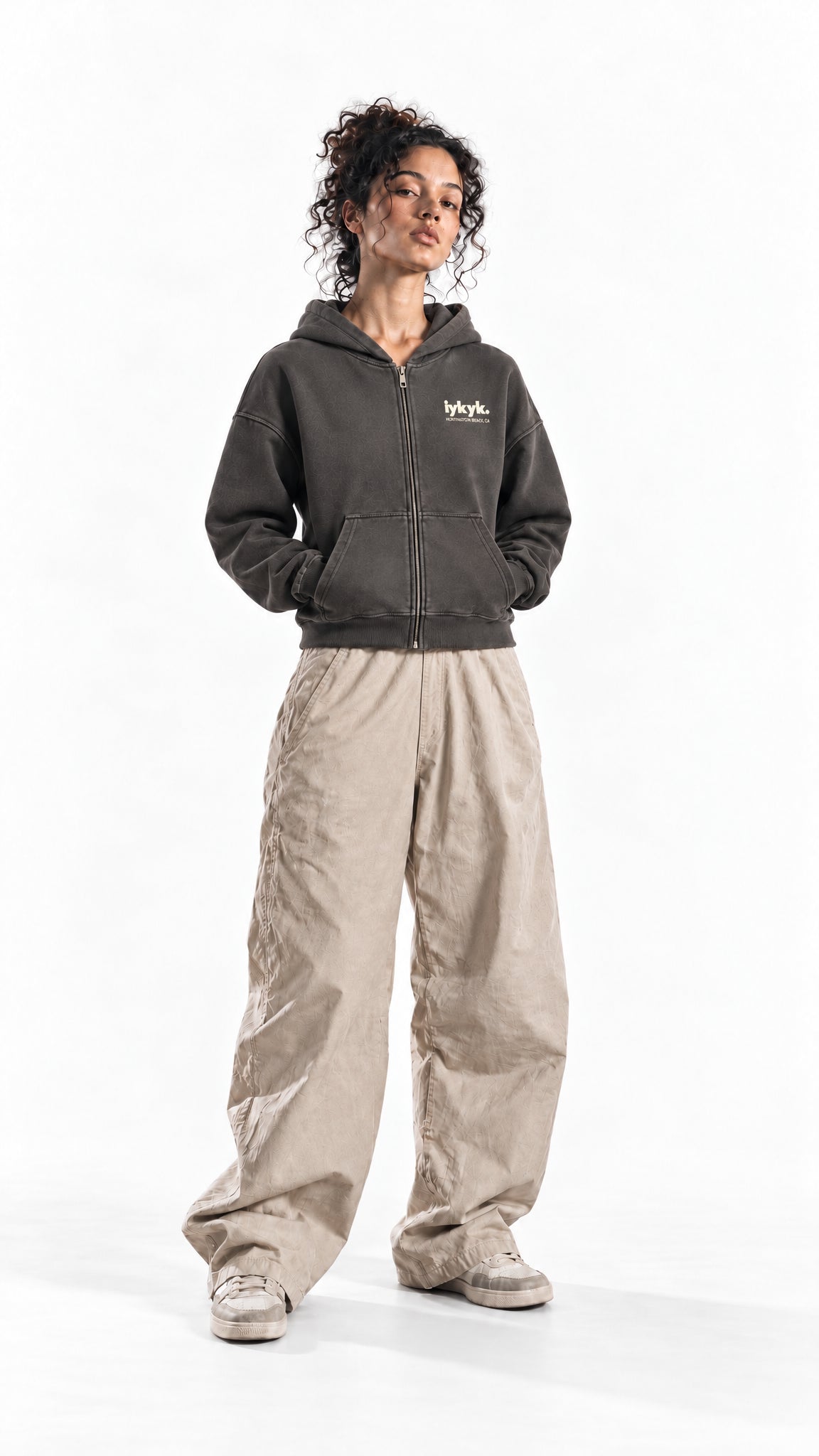 Womens Disco Ball Mineral Wash Full Zip Hoodie
