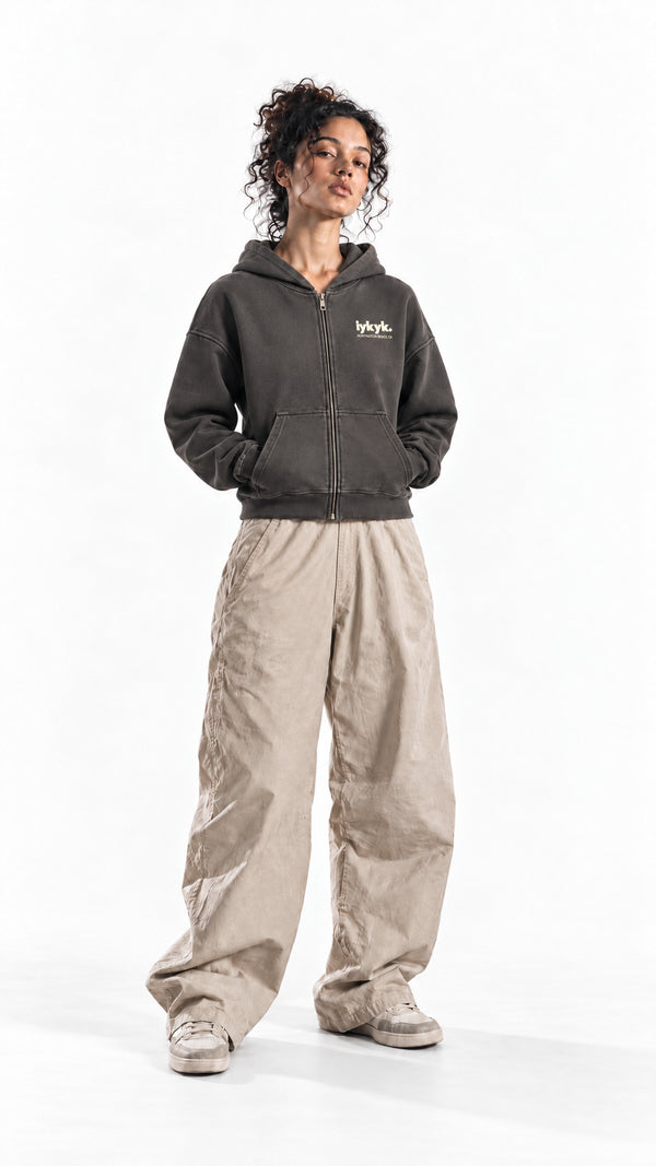 Womens Disco Ball Mineral Wash Full Zip Hoodie