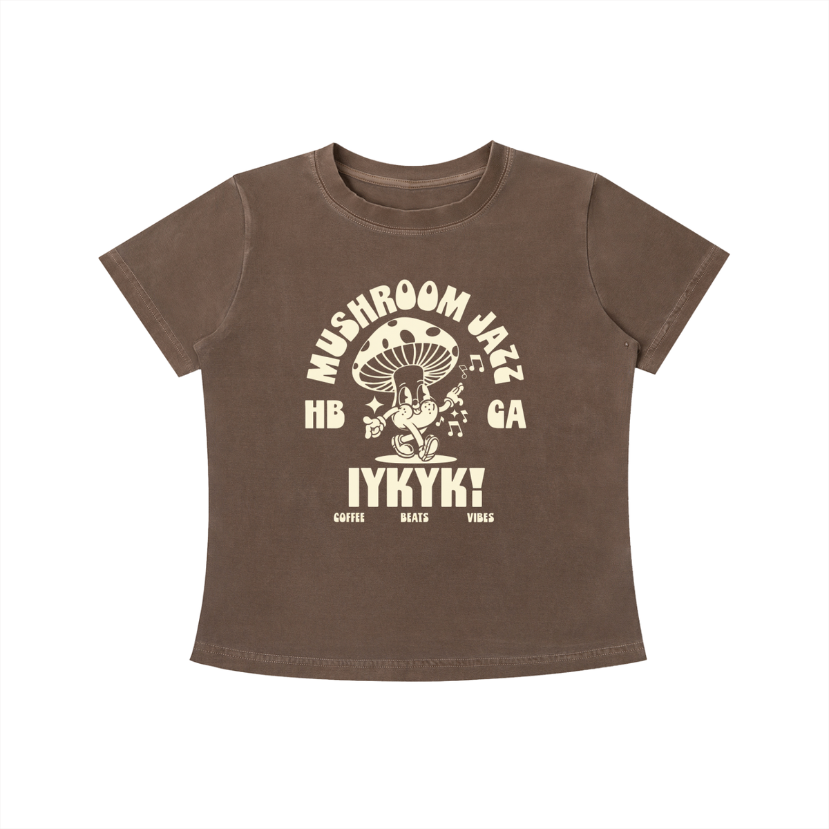 Mushroom Jazz Womens Vintage Wash Slim Fit T-shirt