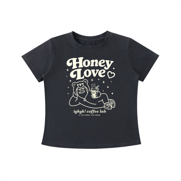 Honey Love Womens Vintage Wash Slim Fit T-shirt
